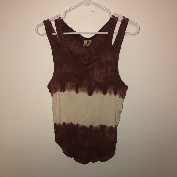 Free People Tops - We the Free Tiedye Maroon and White Tank Top
